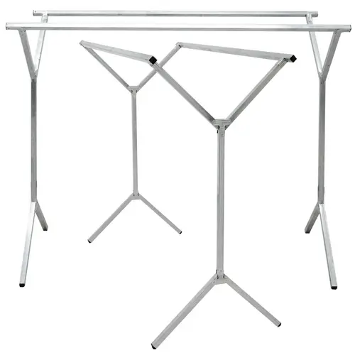 klappbarer Kleiderständer 2 Aufhängestangen Garderobenständer Wäscheständer 150cm lang Mehrzweckstand 100% Metall Silber klappbarer Kleiderständer 2 Aufhängestangen Garderobenständer Wäscheständer 150cm lang Mehrzweckstand 100% Metall Silber