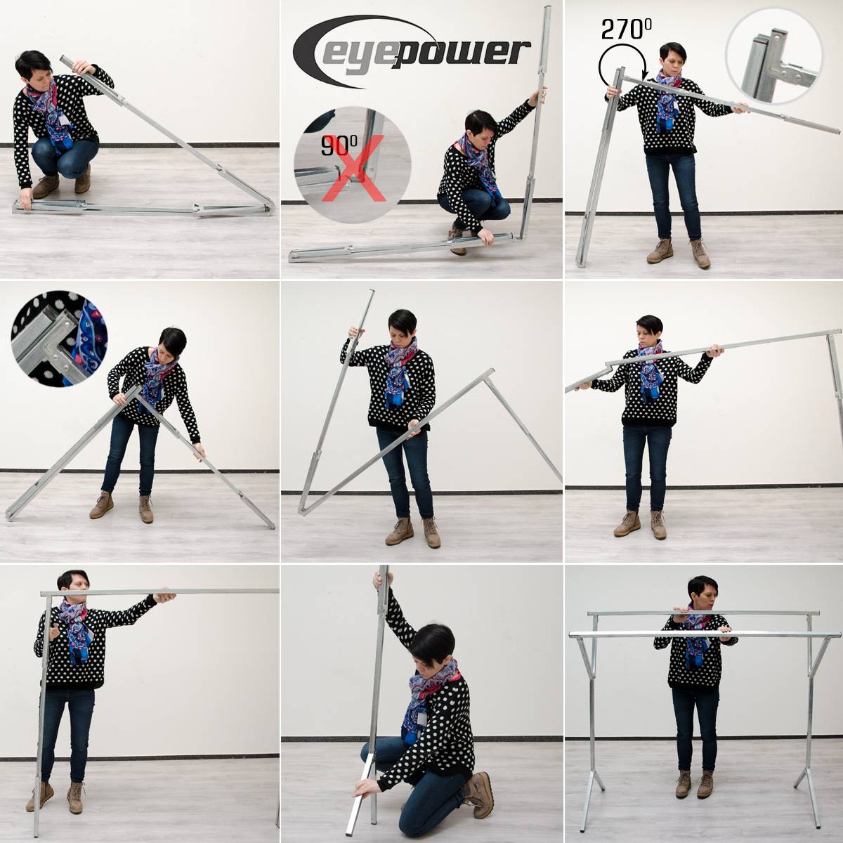 klappbarer Kleiderständer 2 Aufhängestangen Garderobenständer Wäscheständer 150cm lang Mehrzweckstand 100% Metall Silber