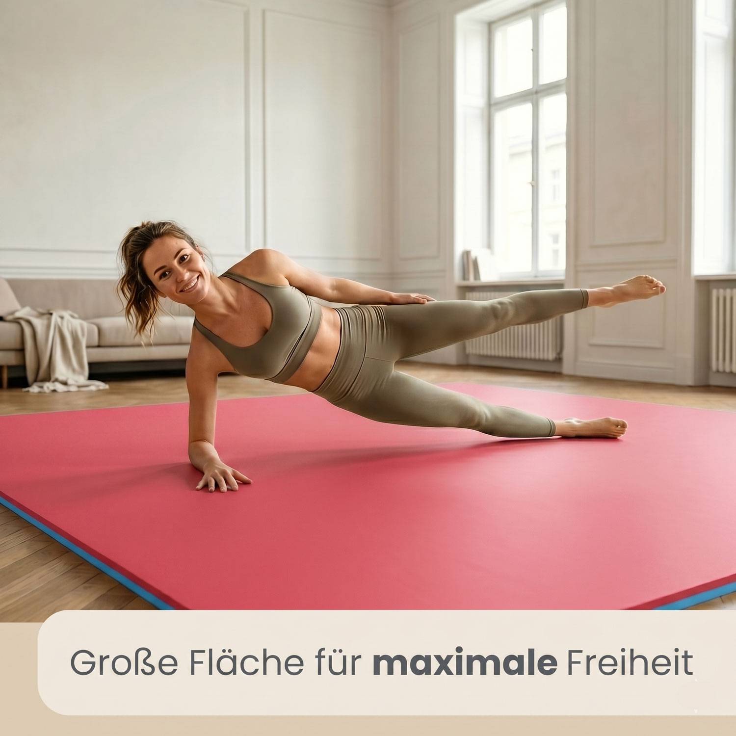 4.8qm Profi Fitnessmatte 2cm - 12er Set 63x63 Bodenschutzmatte für Fitnessgeräte