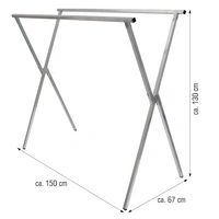klappbarer Kleiderständer 2 Aufhängestangen Garderobenständer Wäscheständer 150cm lang Mehrzweckstand 100% Metall Silber klappbarer Kleiderständer 2 Aufhängestangen Garderobenständer Wäscheständer 150cm lang Mehrzweckstand 100% Metall Silber