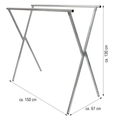 klappbarer Kleiderständer 2 Aufhängestangen Garderobenständer Wäscheständer 150cm lang Mehrzweckstand 100% Metall Silber klappbarer Kleiderständer 2 Aufhängestangen Garderobenständer Wäscheständer 150cm lang Mehrzweckstand 100% Metall Silber