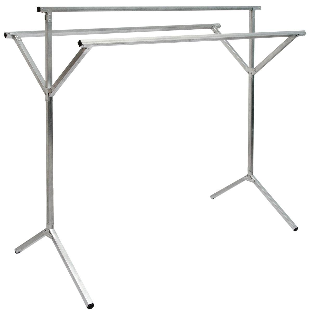 klappbarer Kleiderständer 3 Aufhängestangen Garderobenständer Wäscheständer 150cm lang Mehrzweckstand 100% Metall Silber