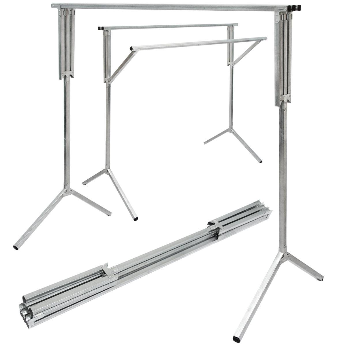 klappbarer Kleiderständer 3 Aufhängestangen Garderobenständer Wäscheständer 150cm lang Mehrzweckstand 100% Metall Silber