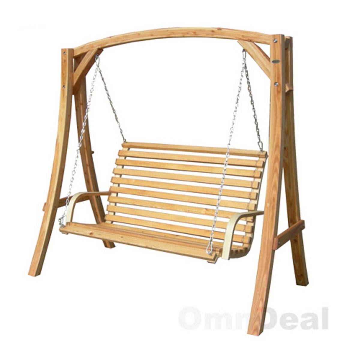 Hollywoodschaukel aus Holz Lärche | Gartenschaukel Set | Holzgestell mit 3-sitzer Holzbank | Für Innen und Außen