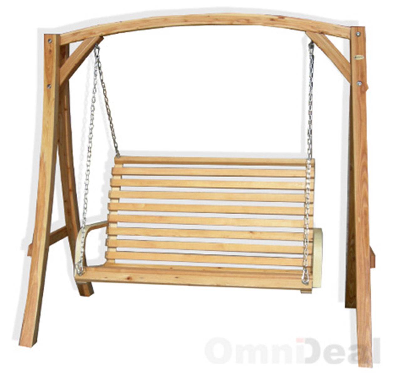 Hollywoodschaukel aus Holz Lärche | Gartenschaukel Set | Holzgestell mit 3-sitzer Holzbank | Für Innen und Außen