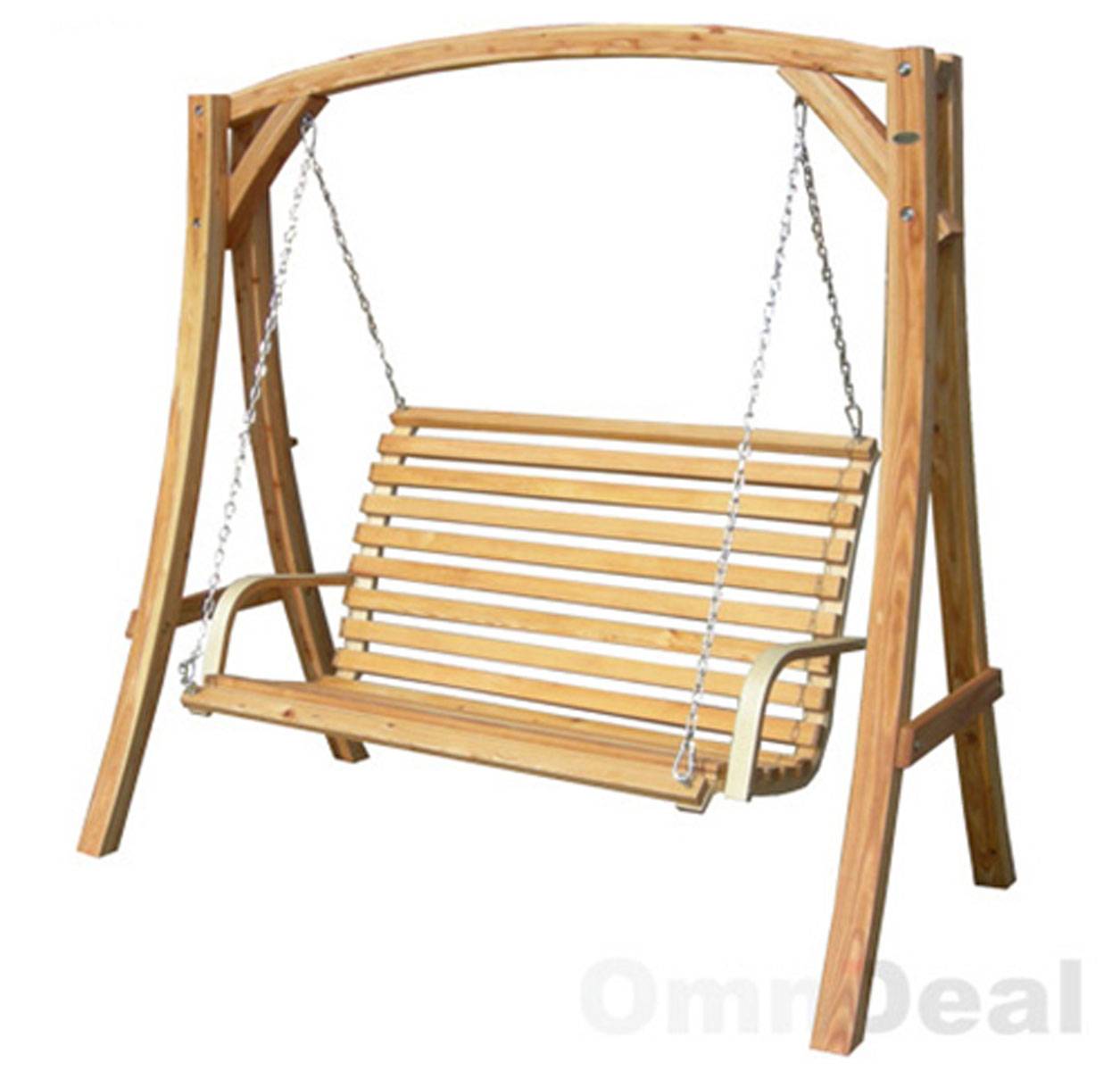 Hollywoodschaukel aus Holz Lärche | Gartenschaukel Set | Holzgestell mit 3-sitzer Holzbank | Für Innen und Außen