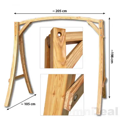 Hollywoodschaukel aus Holz Lärche | Gartenschaukel Set | Holzgestell mit 3-sitzer Holzbank | Für Innen und Außen Hollywoodschaukel aus Holz Lärche | Gartenschaukel Set | Holzgestell mit 3-sitzer Holzbank | Für Innen und Außen