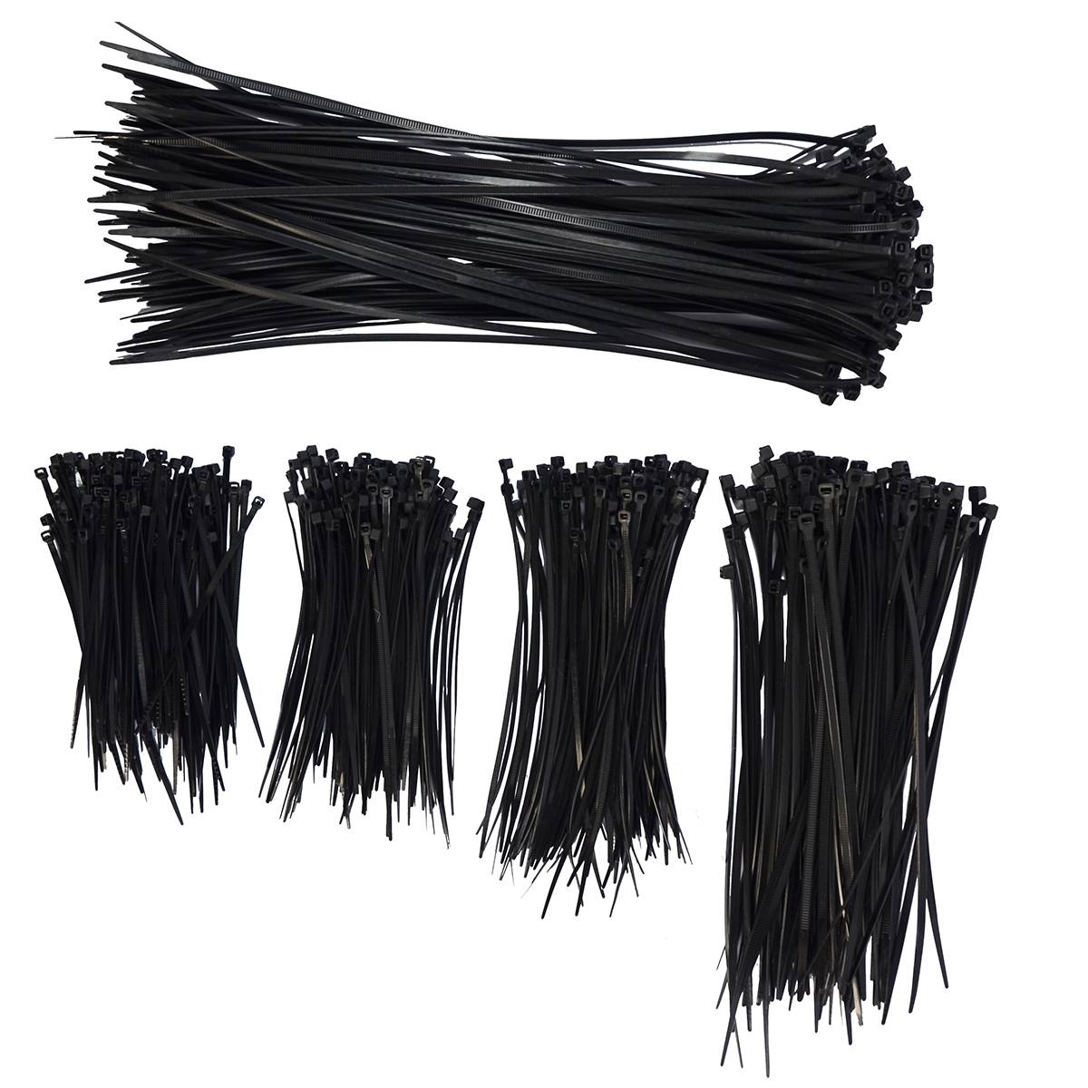 500 Stück Kabelbinder Set mit 5 Größen - 10-30cm UV-Beständig Kunststoff Schwarz