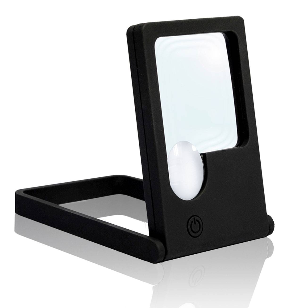 LED-Taschenlupe Leselupe Lupe Klapplupe mit Standfuß | 2 LED Kaltweiß 1 UV-Licht | 2.5x/7x