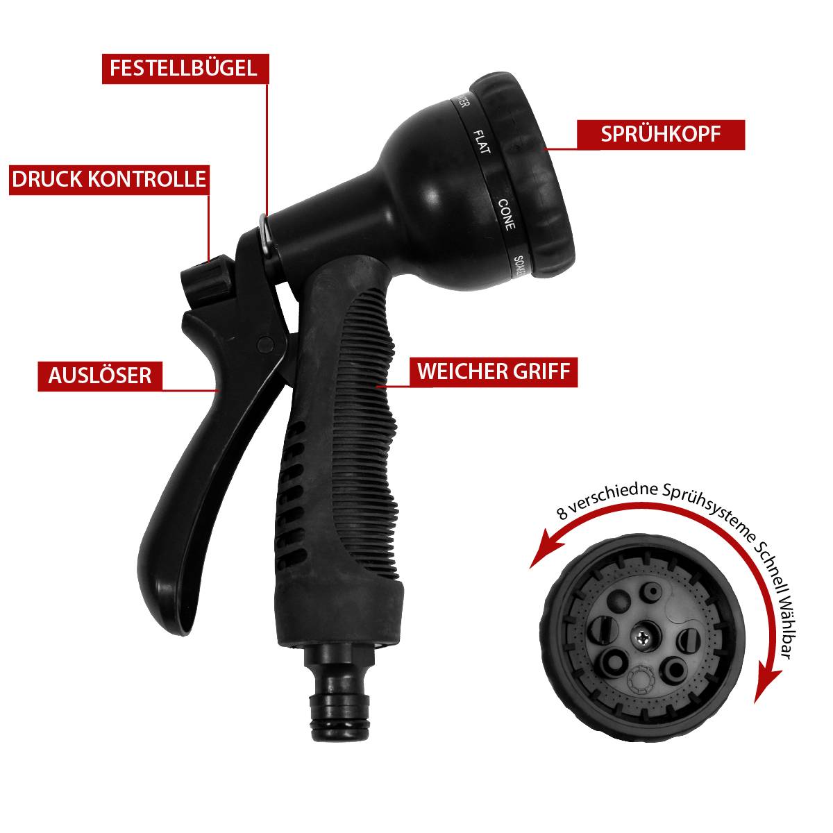 Dehnbarer Gartenschlauch mit Brause 10m - 30m flexibler Wasserschlauch