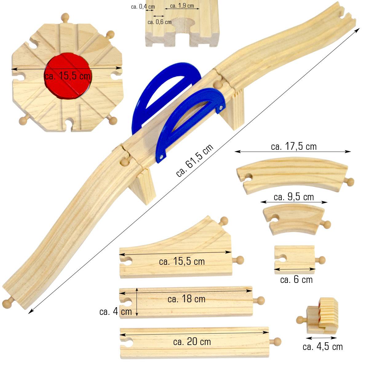 96 Teile XXL Holzeisenbahn Set - 6m Schienen - Holz Eisenbahn Kinder Spielzeug