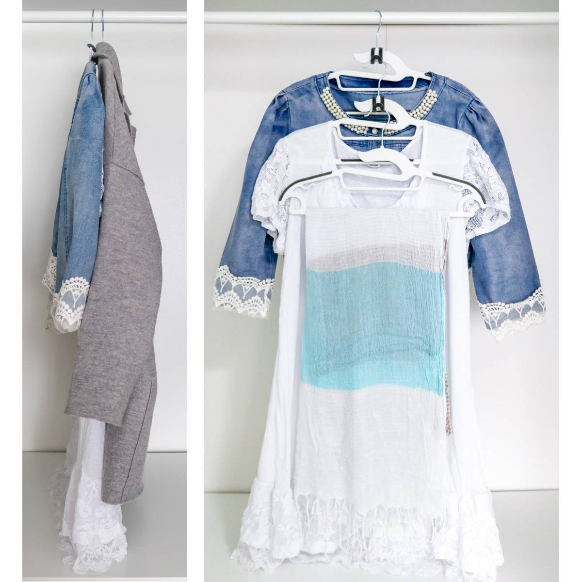 20 Anti Rutsch Kleiderbügel 10 Haken-Organizer Gummierte Raumspar-Bügel Weiß