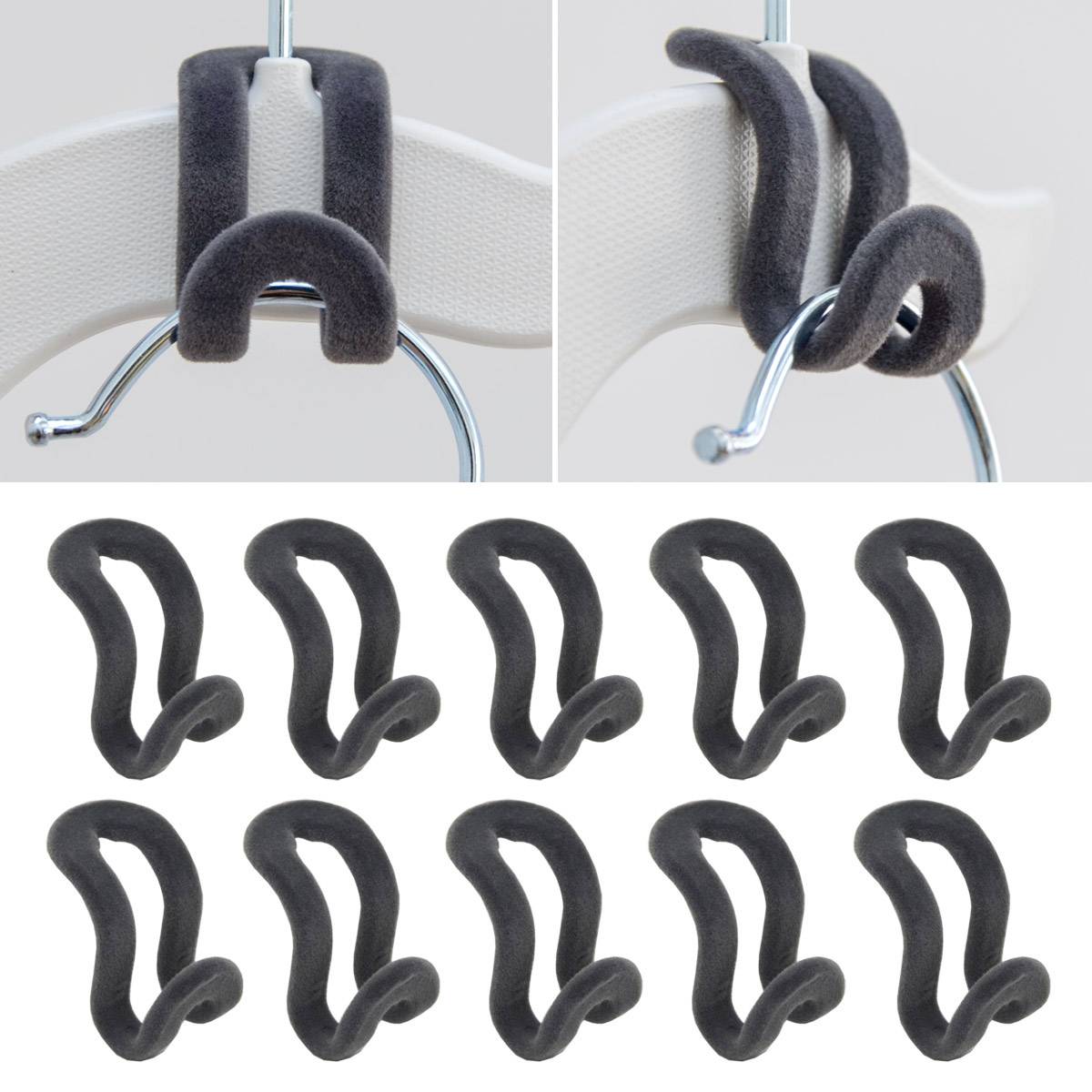 20 Anti Rutsch Kleiderbügel 10 Haken-Organizer Gummierte Raumspar-Bügel Weiß