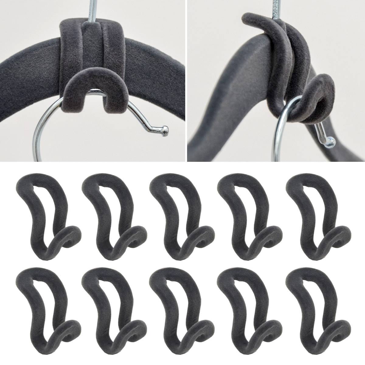 20 Samt Kleiderbügel 10 Haken-Organizer Antirutsch Hemden-Bügel Anzugbügel Grau