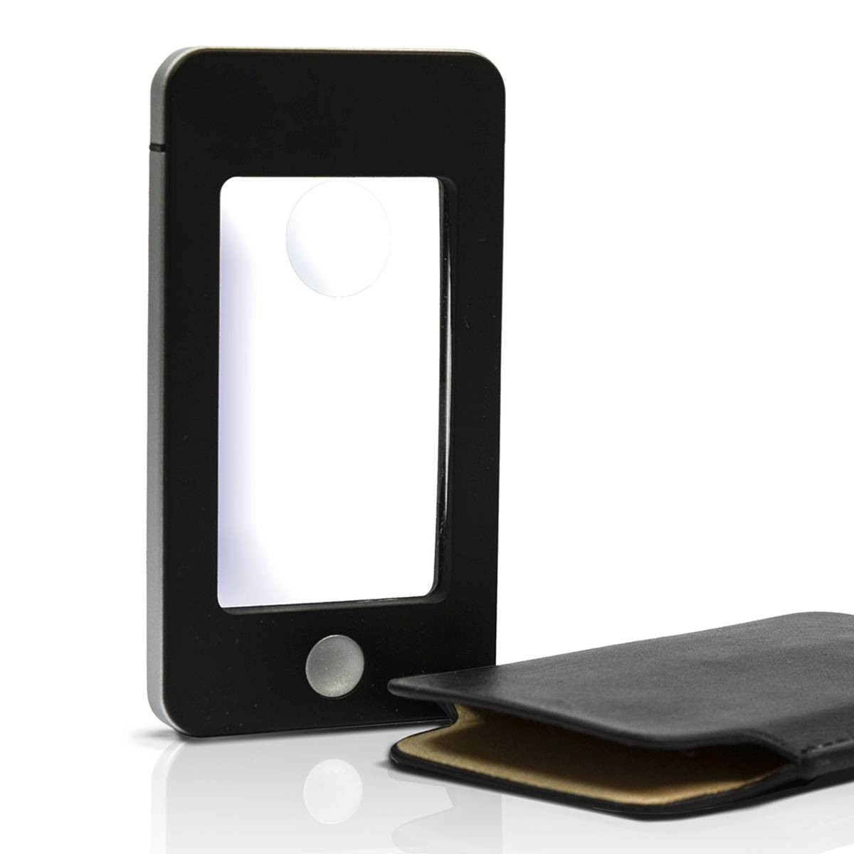 eyepower Lupe Leselupe Handy-Optik | 4 LED Kaltweißlicht | 1,75x/4x Vergrößerung | Schutzhülle