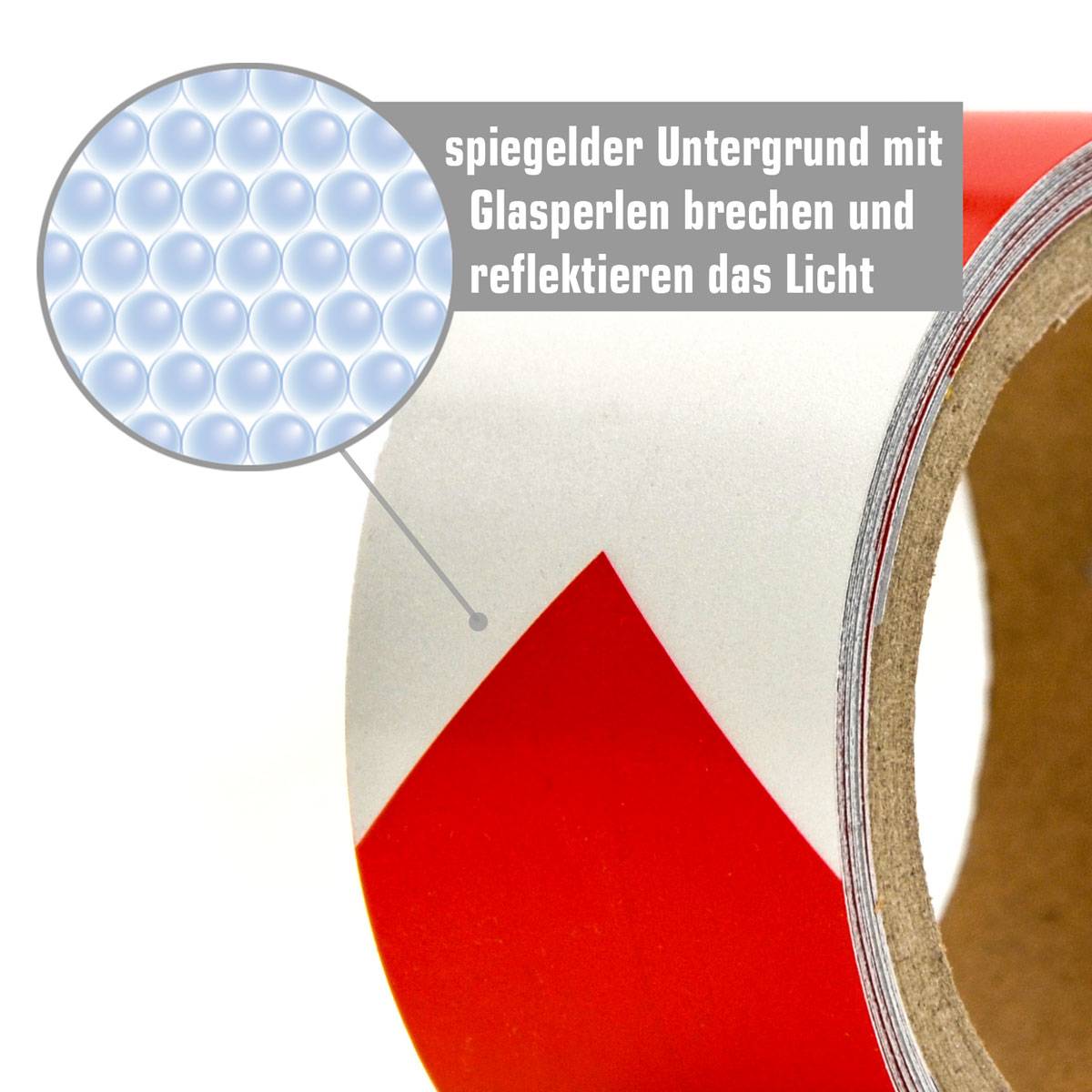 Reflektorband Selbstklebend 5m x 5cm Reflektierendes Warnband Klebeband Rot Weiß