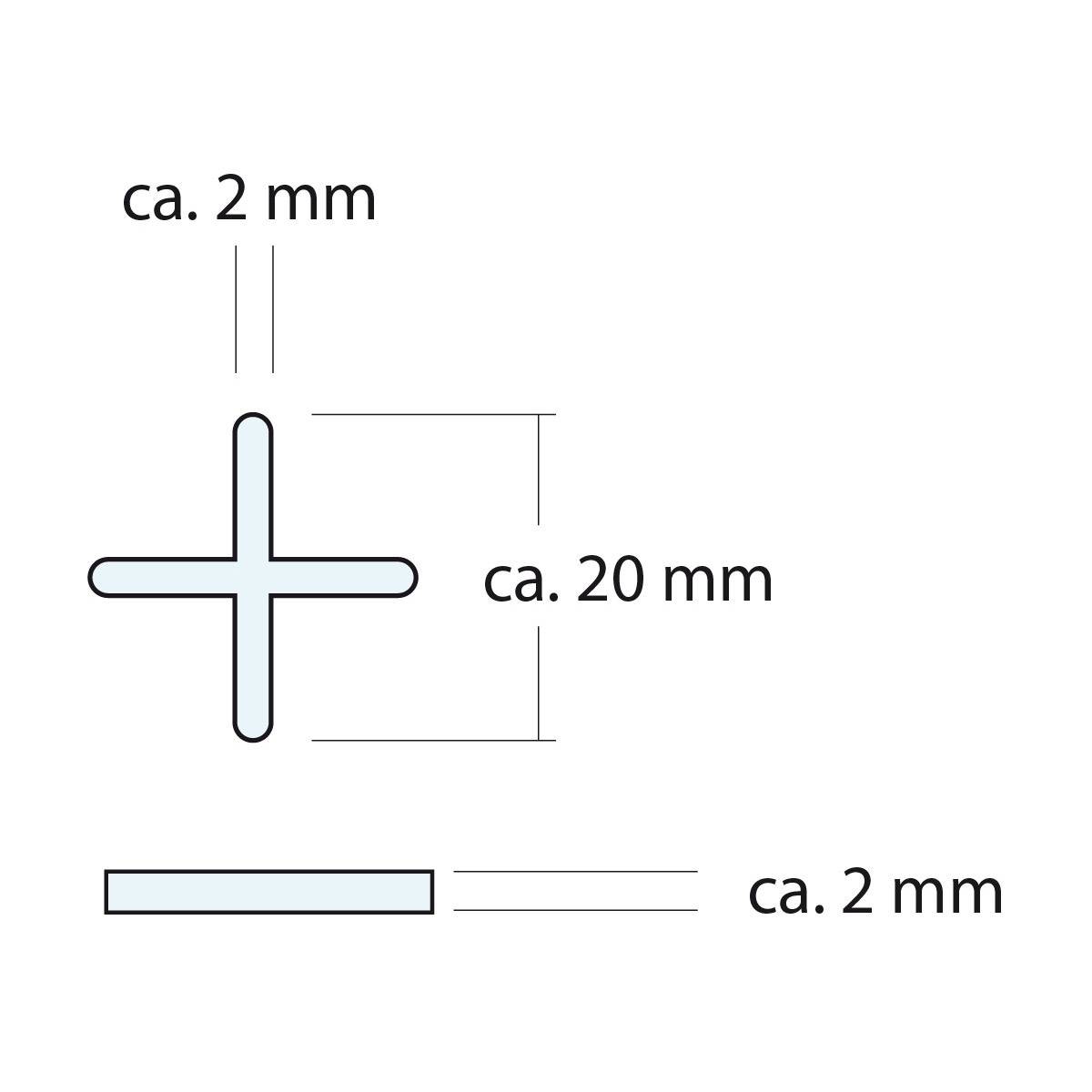 1000 Fliesenkreuze Fugenkreuz Fliesen Abstandhalter Fliesenfugen | Kunststoff | ca. 2 mm | Weiß