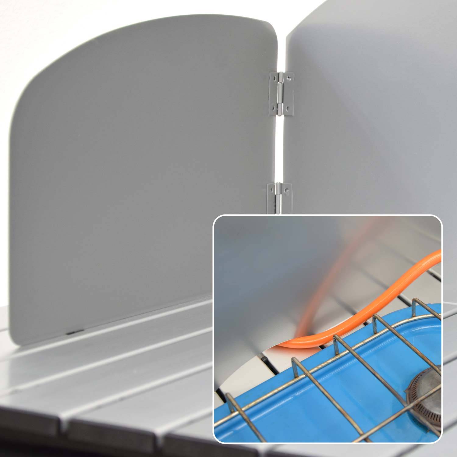 Camping-Küche inkl Windschutz 90x48x115cm 3 Fächer Campingschrank faltbar Kocher