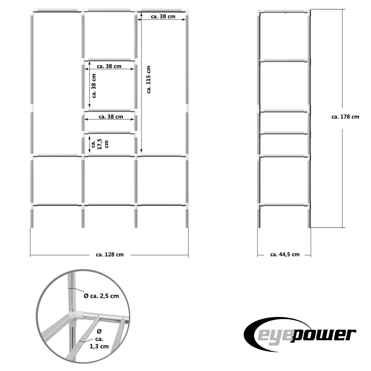 XL Kleiderschrank Metall Regal System Stange