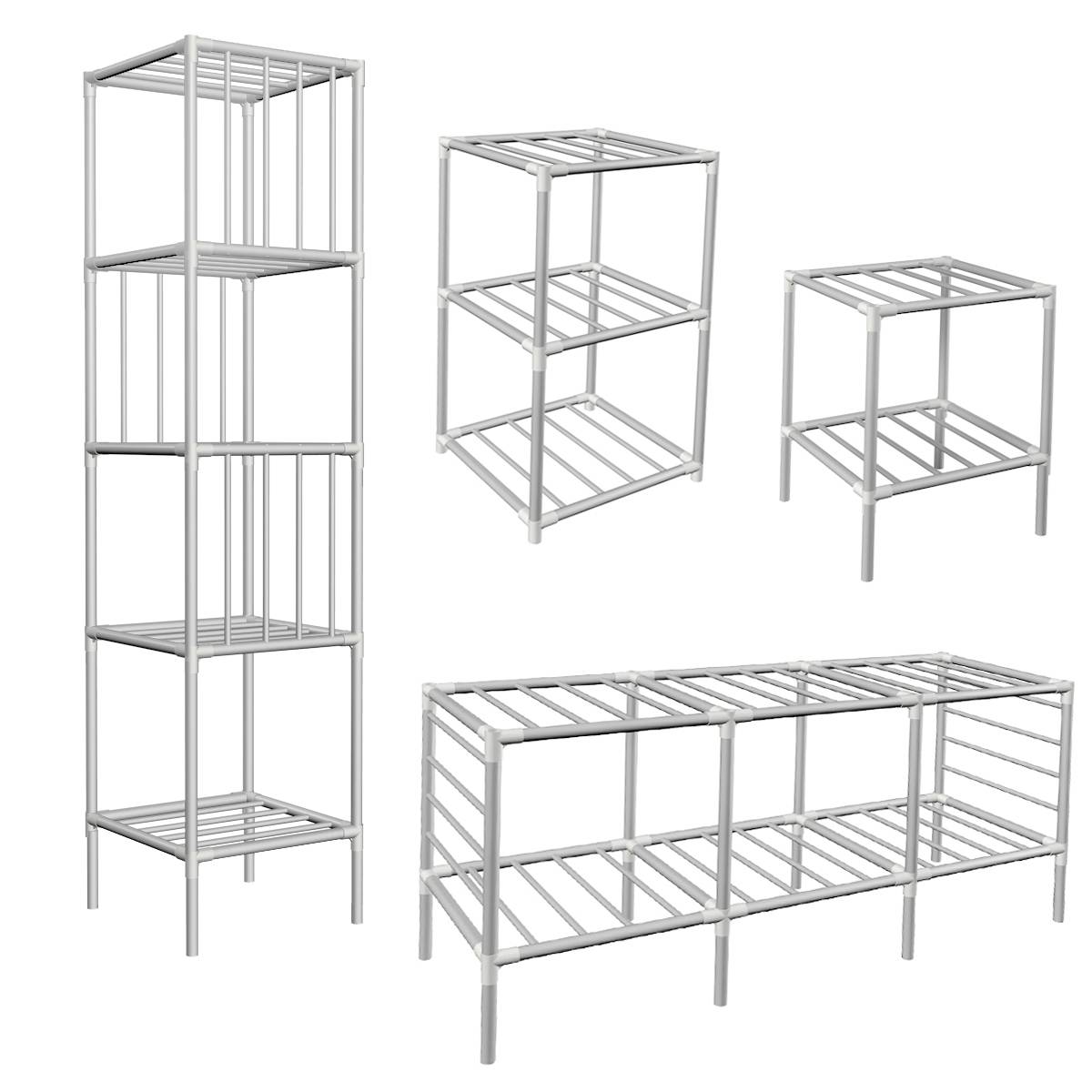 XL Kleiderschrank Metall Regal System Stange