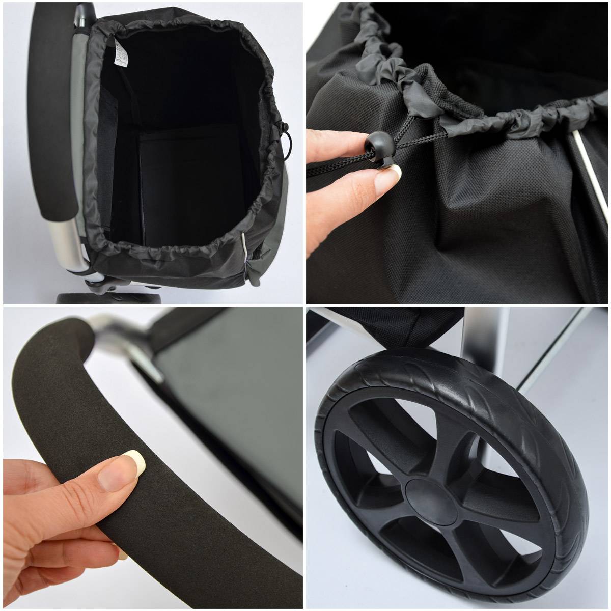 52L Einkaufstrolley Kühlfach Faltbarer Einkaufsroller XL Shopping Trolley Grau