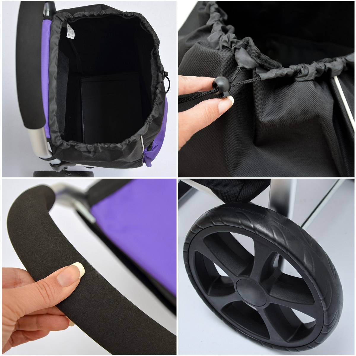 52L Einkaufstrolley Kühlfach Faltbarer Einkaufsroller XL Shopping Trolley Lila