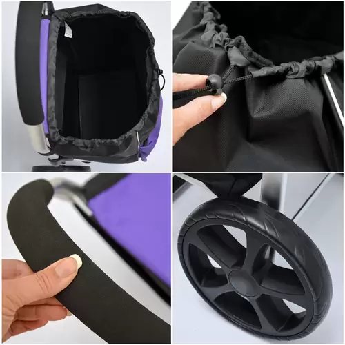 52L Einkaufstrolley Kühlfach Faltbarer Einkaufsroller XL Shopping Trolley Lila 52L Einkaufstrolley Kühlfach Faltbarer Einkaufsroller XL Shopping Trolley Lila