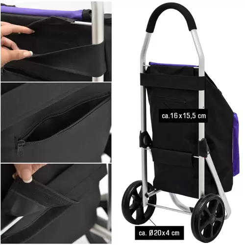 52L Einkaufstrolley Kühlfach Faltbarer Einkaufsroller XL Shopping Trolley Lila 52L Einkaufstrolley Kühlfach Faltbarer Einkaufsroller XL Shopping Trolley Lila