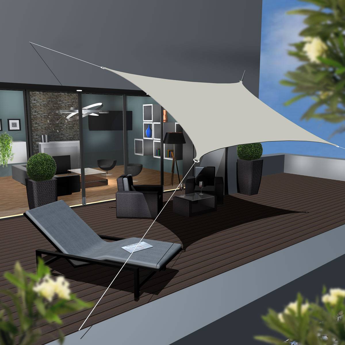 UPF50+ UV Sonnensegel 3x4 Polyester Rechteck Wasserabweisend Garten Balkon Grün