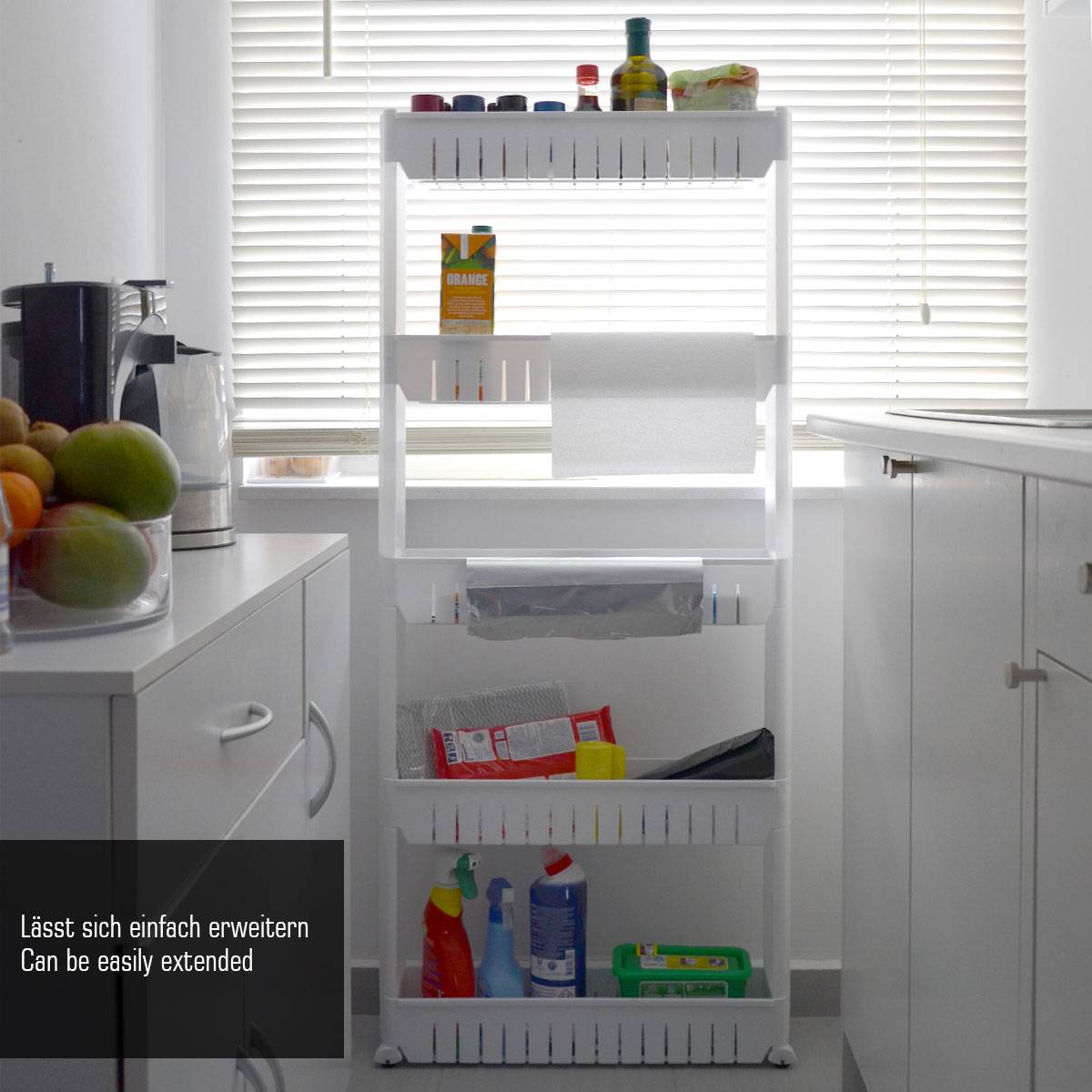 Nischenregal 12,5cm schmal Nischenwagen Rollregal klein Küchen-Regal Standregal