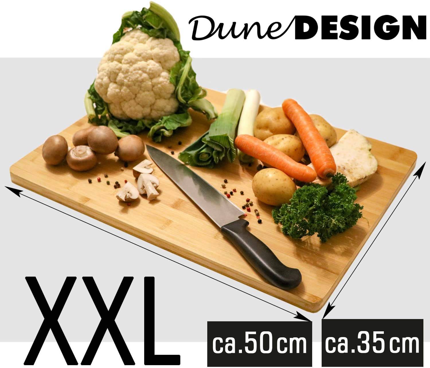 2cm dickes XL Schneidebrett 50x35cm Bambus Holz Schneidbrett Holzbrett Küche