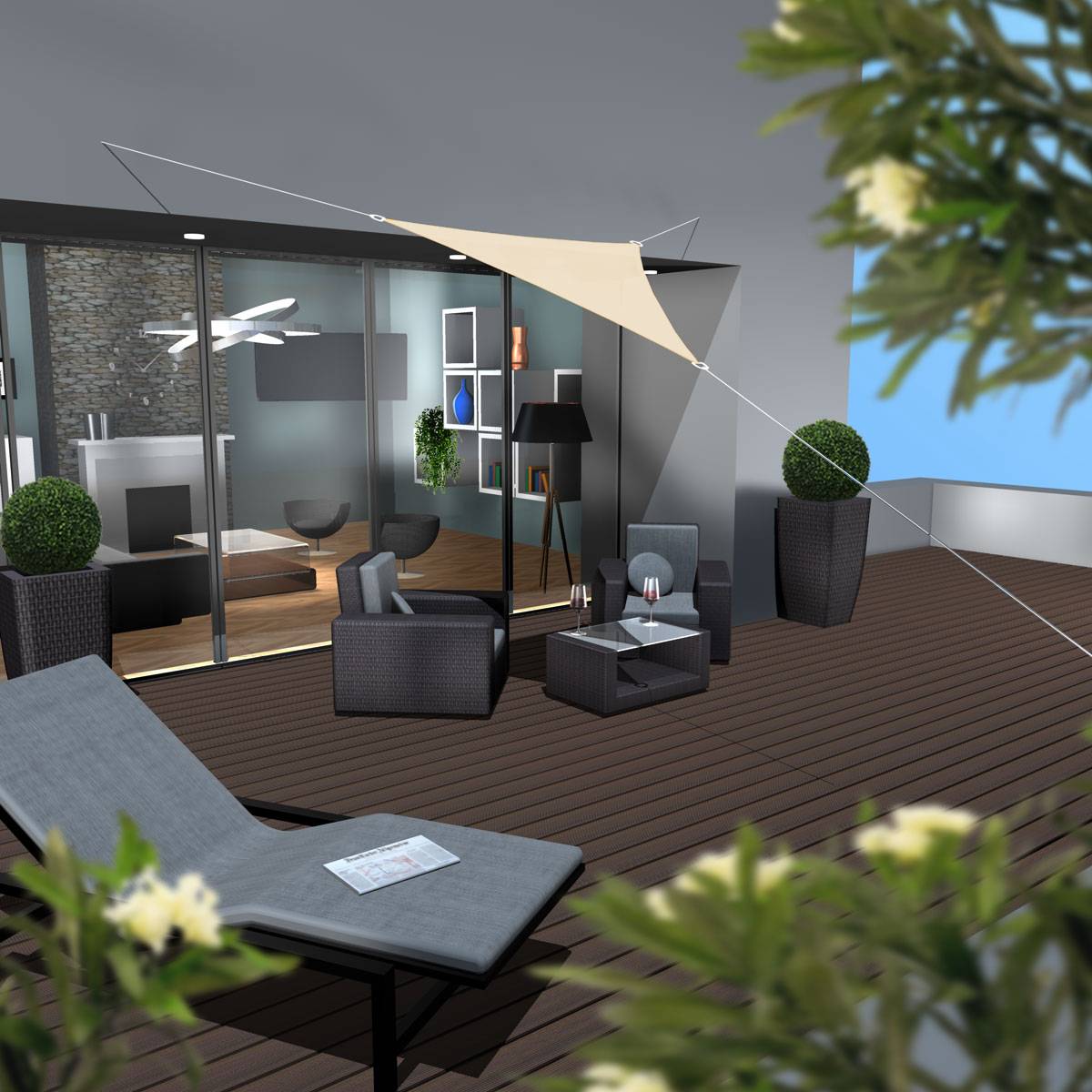 UV Sonnensegel 2x2x2 HDPE Dreieck Sonnenschutz Überdachung Balkon Garten Beige