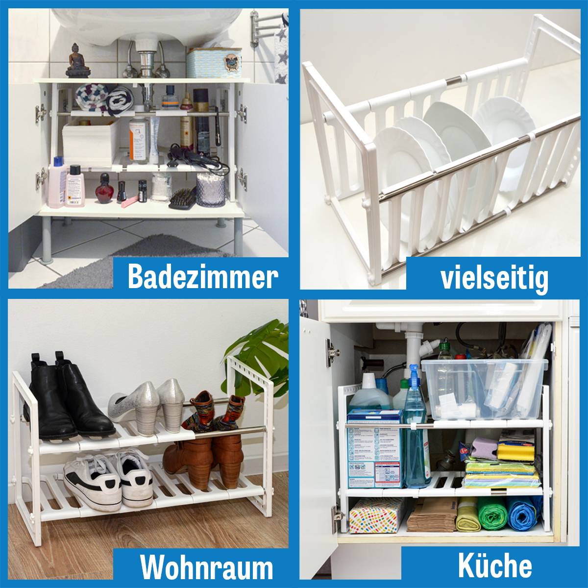 Unterschrankregal Küchenregal 39-67 cm Teleskopregal Unterschrank Regal Küche