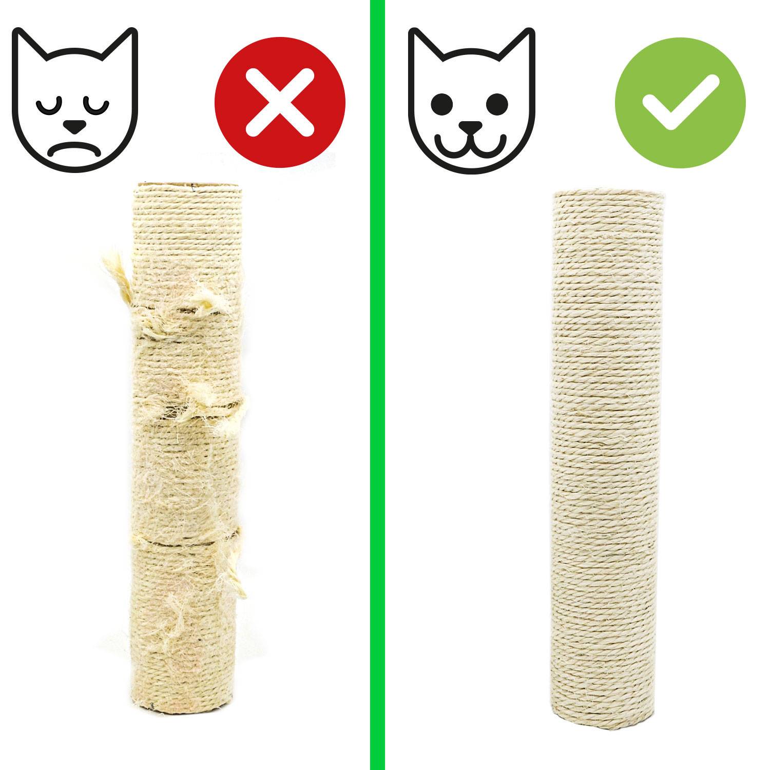 25 cm Sisalstamm für Kratzbaum Ersatzstamm M8 - Ø 7,4 cm Sisalsäule Kratzstamm