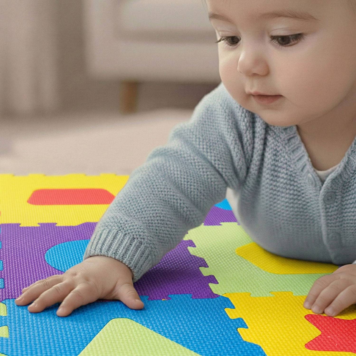 LittleTom Baby Puzzlematte Ab Null Kinder Spielmatte EVA Krabbelmatte Symbole