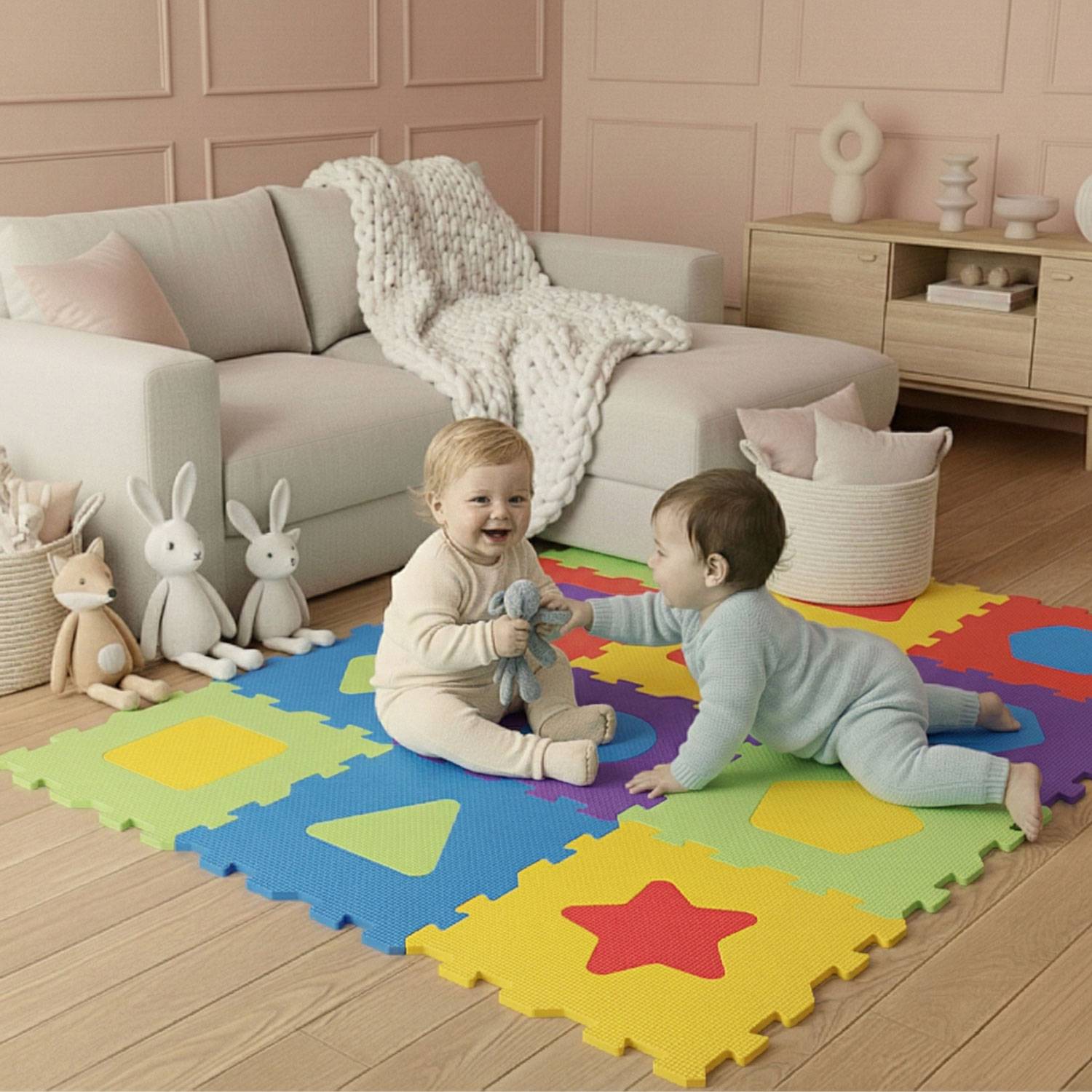 LittleTom Baby Puzzlematte Ab Null Kinder Spielmatte EVA Krabbelmatte Symbole