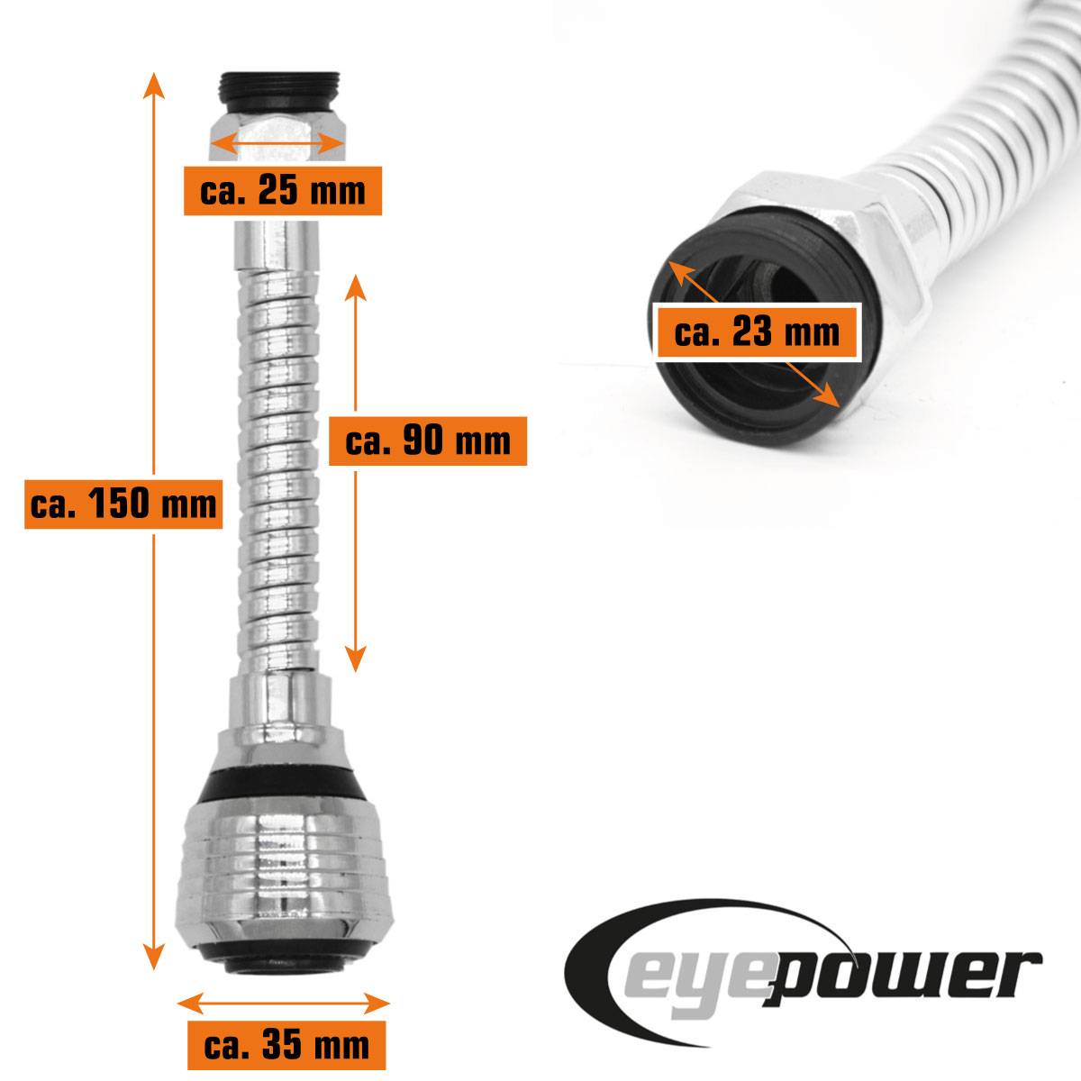 15.5cm Wasserhahn Verlängerung - M22/M24 Perlator Strahlregler Flexischlauch