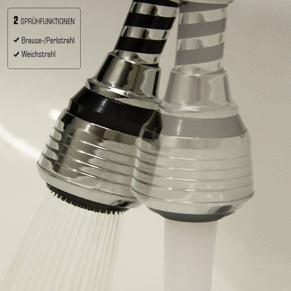 Wasserhahn Verlängerung Perlator Strahlregler 12 cm Schwenkbrause Flexischlauch