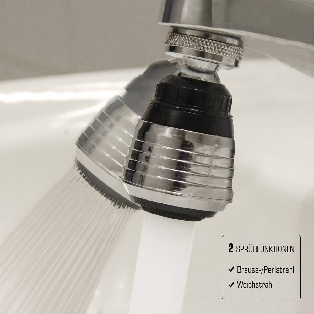 Wasserhahn Aufsatz 360° Schwenkbrause Perlator Sparventil Strahlregler
