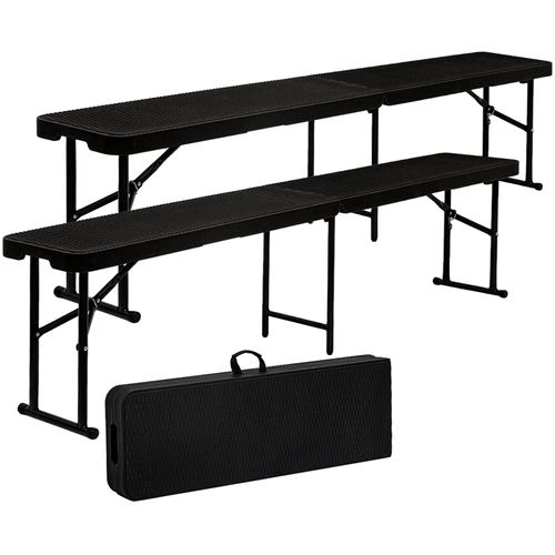 2x Wetterfeste Bierbank - Klappbar 183x30x43 - Rattan Look - Kunststoff Sitzbank 2x Wetterfeste Bierbank - Klappbar 183x30x43 - Rattan Look - Kunststoff Sitzbank