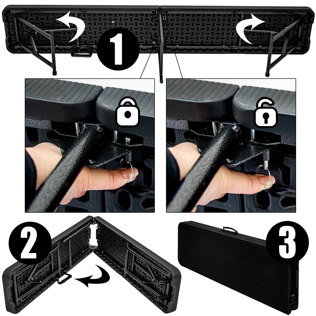 2x Wetterfeste Bierbank - Klappbar 183x30x43 - Rattan Look - Kunststoff Sitzbank