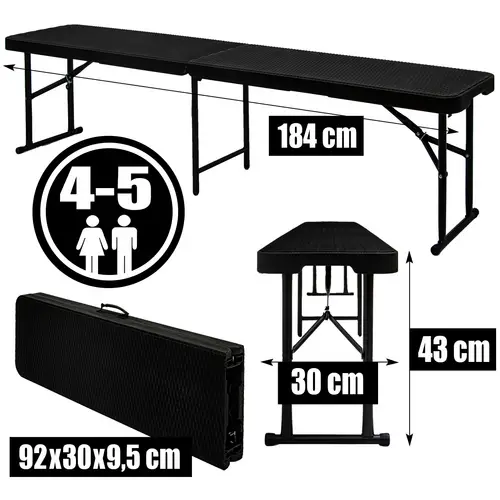 2x Wetterfeste Bierbank - Klappbar 183x30x43 - Rattan Look - Kunststoff Sitzbank 2x Wetterfeste Bierbank - Klappbar 183x30x43 - Rattan Look - Kunststoff Sitzbank