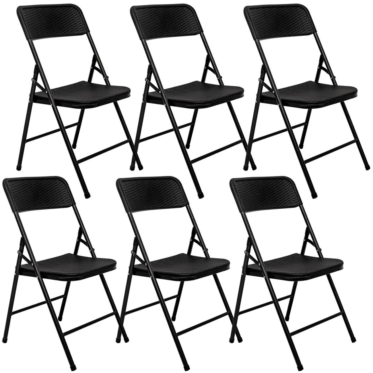 6 Klappstühle bis 150kg - 50x46x83,5 Balkonstuhl - Gartenstuhl in Rattan-Optik