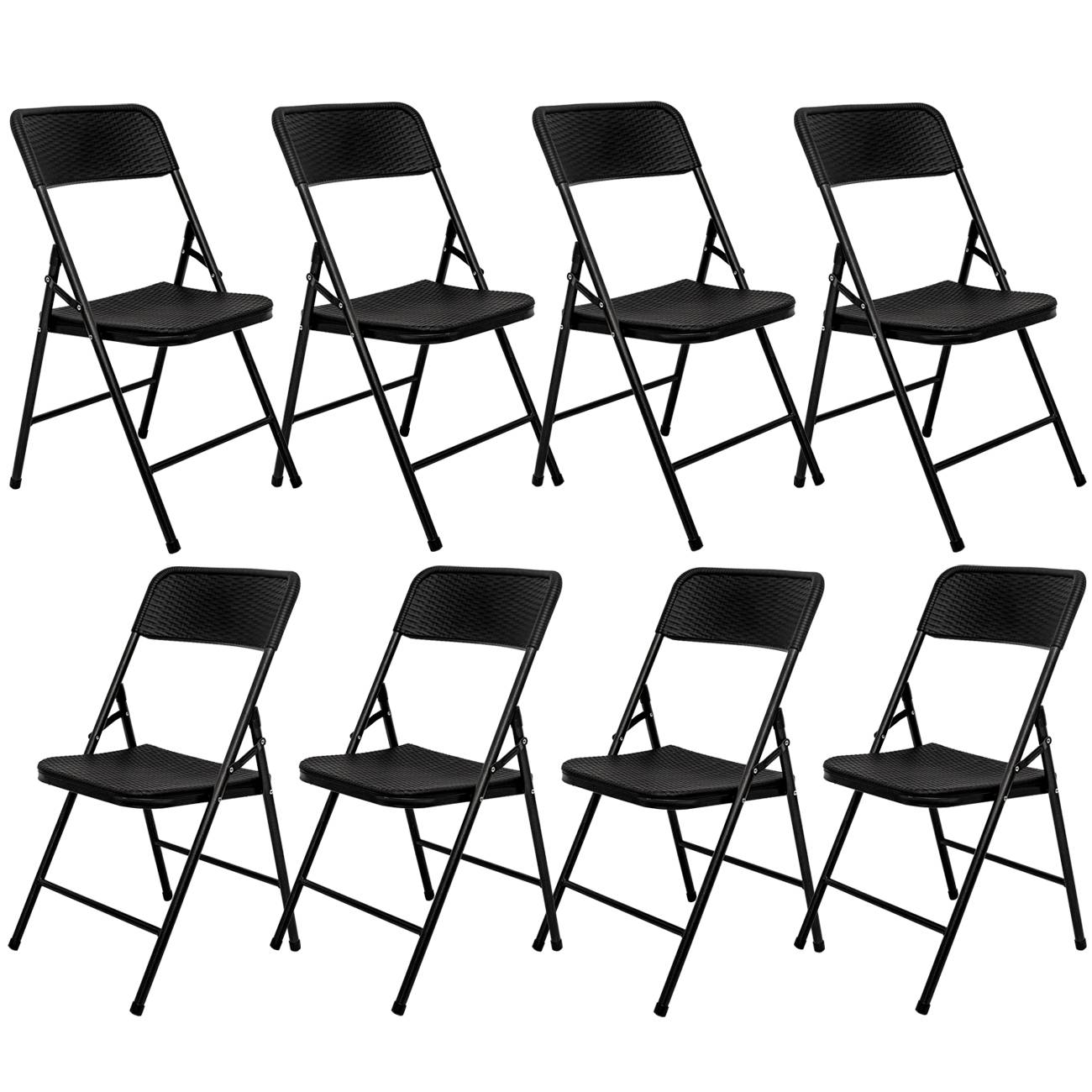 8 Klappstühle bis 150kg - 50x46x83,5 Balkonstuhl - Gartenstuhl in Rattan-Optik