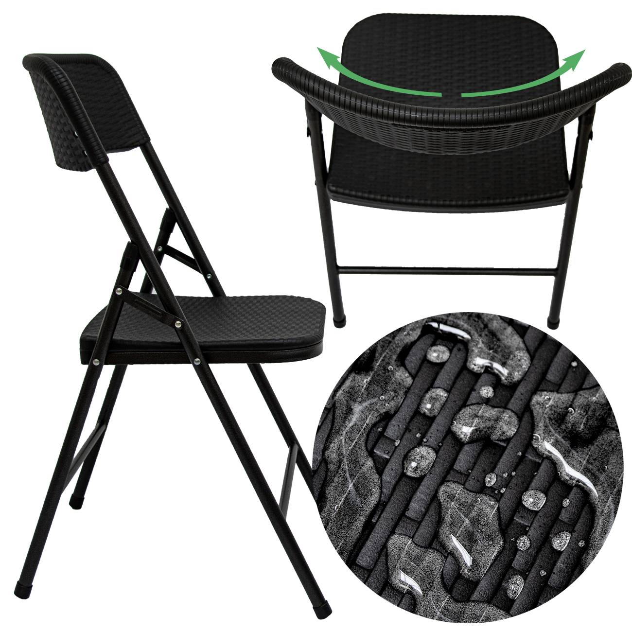 8 Klappstühle bis 150kg - 50x46x83,5 Balkonstuhl - Gartenstuhl in Rattan-Optik