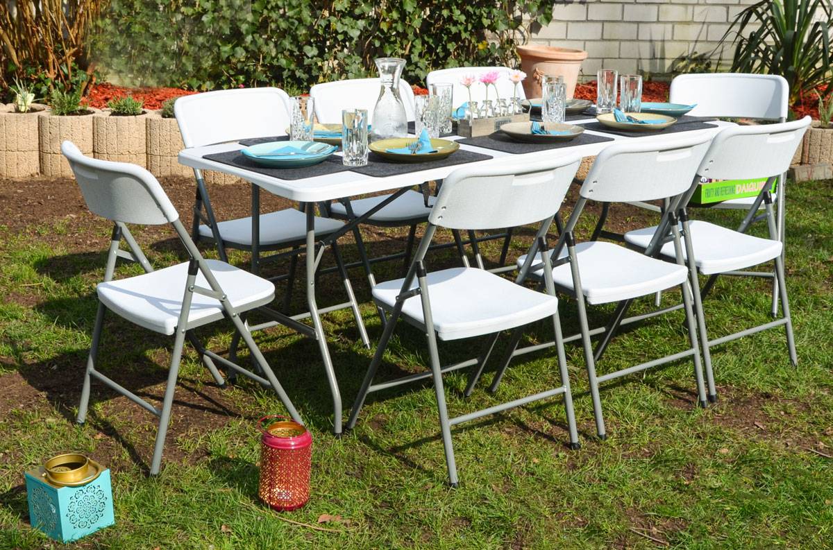 Gartenmöbel Set Klappbar - 180cm Tisch mit 8 Stühlen Garten Sitzgruppe Essgruppe