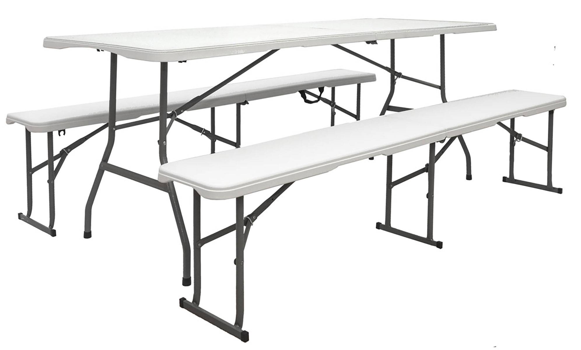 Bierzeltgarnitur für 8 Personen - 180 x 70 cm Esstisch mit 2 Bänken - Kunststoff