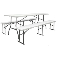 Bierzeltgarnitur für 8 Personen - 180 x 70 cm Esstisch mit 2 Bänken - Kunststoff Bierzeltgarnitur für 8 Personen - 180 x 70 cm Esstisch mit 2 Bänken - Kunststoff