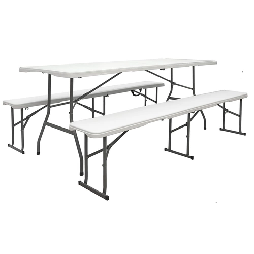 Bierzeltgarnitur für 8 Personen - 180 x 70 cm Esstisch mit 2 Bänken - Kunststoff Bierzeltgarnitur für 8 Personen - 180 x 70 cm Esstisch mit 2 Bänken - Kunststoff