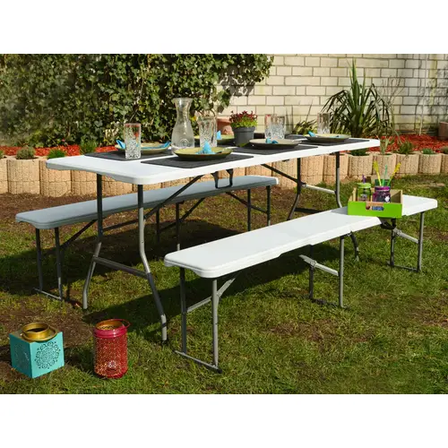Bierzeltgarnitur für 8 Personen - 180 x 70 cm Esstisch mit 2 Bänken - Kunststoff Bierzeltgarnitur für 8 Personen - 180 x 70 cm Esstisch mit 2 Bänken - Kunststoff